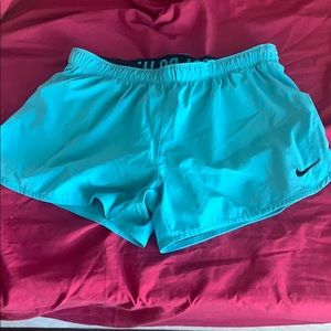 Nike blue shorts with under spandex layer
